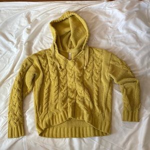 Yellow Knit Hooded Sweater